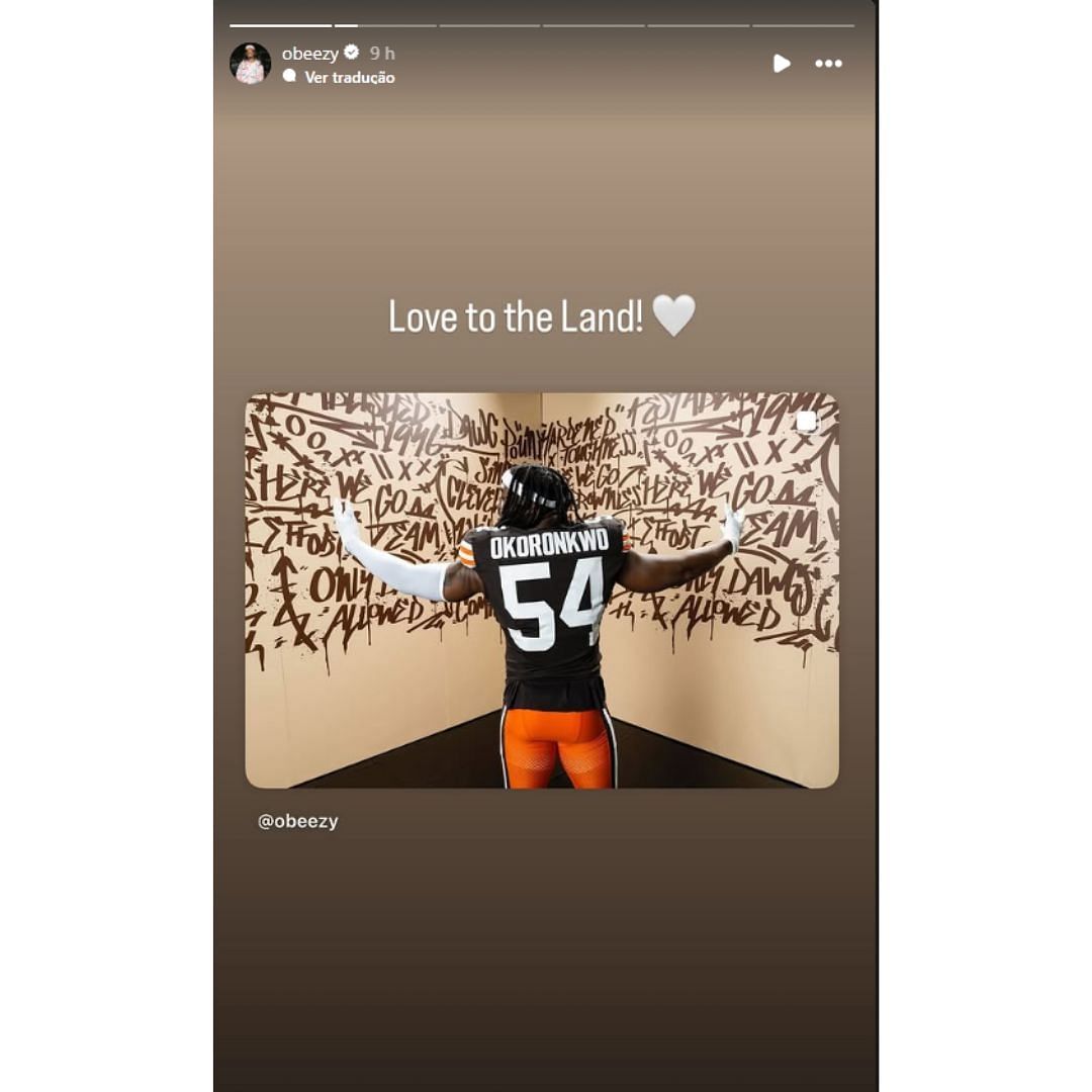 Ogbo Okoronkwo left a message for Browns fans after his release via Instagram/@obeezy